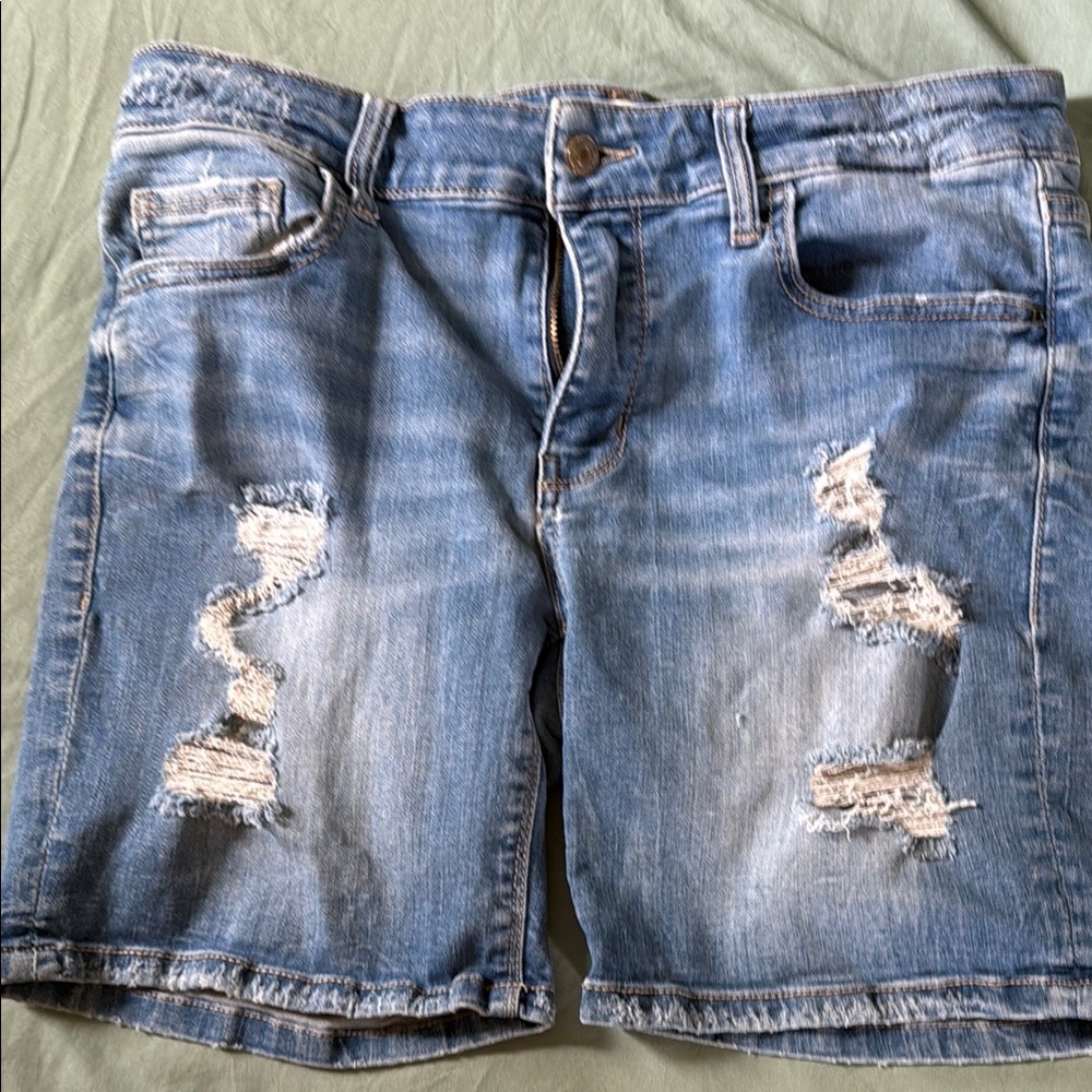 Daytrip Blue Distressed Jean Shorts